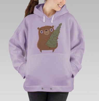 Медведь с рождественской ёлкой тепла и уюта, Hoodie Oversize Fiolet