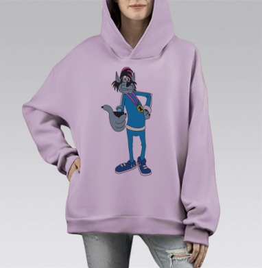 Ну, селфи, Hoodie Mono Fiolet, оверсайз, утепленная