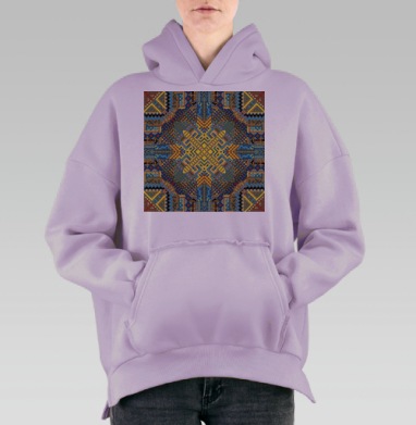 Этнический минимализм: ритм древних узоров, Hoodie Oversize Fiolet, утепленная