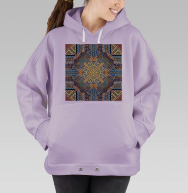 Этнический минимализм: ритм древних узоров, Hoodie Oversize Fiolet