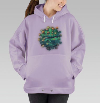 Зловещий мультяшный вирус с хитрой улыбкой, Hoodie Oversize Fiolet