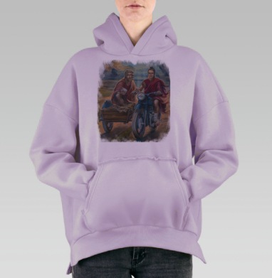 Иисус и Будда на мотоцикле: духовное единство, Hoodie Oversize Fiolet, утепленная