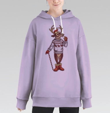 Олень санты, Hoodie Long Oversize Fiolet