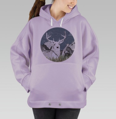 ОЛЕНЬ В ГОРАХ, Hoodie Oversize Fiolet