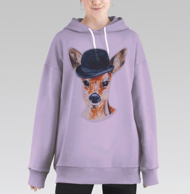 Олень в шляпе, Hoodie Long Oversize Fiolet