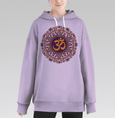 Декоративное панно с символом Ом и мандалой, Hoodie Long Oversize Fiolet