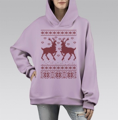 Пара оленей, Hoodie Mono Fiolet, оверсайз, утепленная