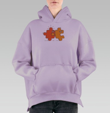 Игрушечные пазлы в стиле конфликта, Hoodie Oversize Fiolet, утепленная