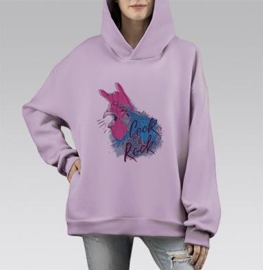 Петух графика, Hoodie Mono Fiolet, оверсайз, утепленная