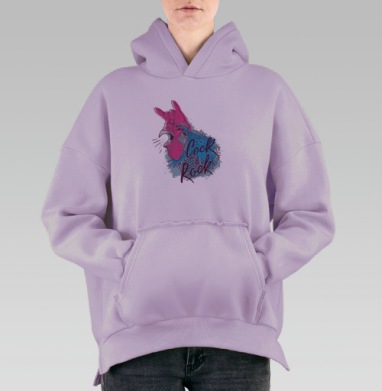 Петух графика, Hoodie Oversize Fiolet, утепленная