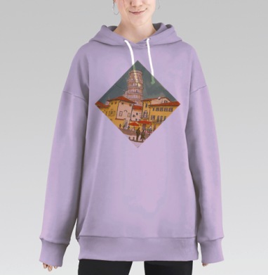 Романтическая прогулка у Пизанской башни, Hoodie Long Oversize Fiolet