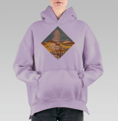 Романтическая прогулка у Пизанской башни, Hoodie Oversize Fiolet, утепленная