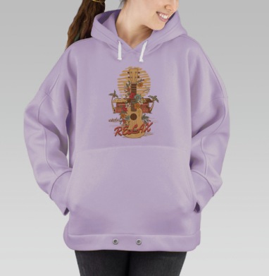 Постер RELAX с укулеле и тропическим мотивом, Hoodie Oversize Fiolet