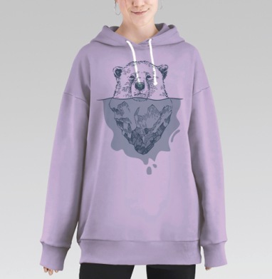 Белый медведь и айсберг: символ хрупкости Арктики, Hoodie Long Oversize Fiolet