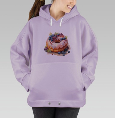 Пышный пончик с ягодной короной и розовой глазурью, Hoodie Oversize Fiolet