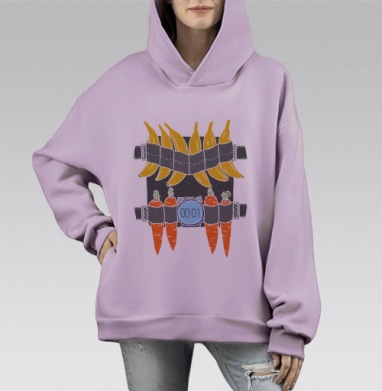 ПОЯС ЖИЗНИ, Hoodie Mono Fiolet, оверсайз, утепленная