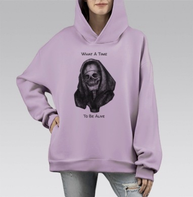 Прекрасное время для жизни, Hoodie Mono Fiolet, оверсайз, утепленная