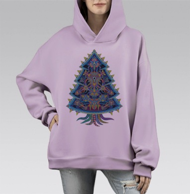 Психоделическая 3D Абстрактная Фигура, Hoodie Mono Fiolet, оверсайз, утепленная