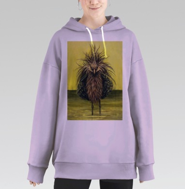 Экспрессивное Дерзкое Существо - Художественная Картина, Hoodie Long Oversize Fiolet