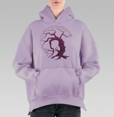 Punk Tree, Hoodie Oversize Fiolet, утепленная