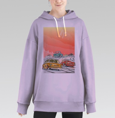 Ралли винтаж зимнее утро, Hoodie Long Oversize Fiolet