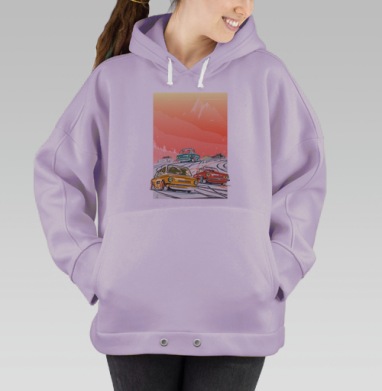 Ралли винтаж зимнее утро, Hoodie Oversize Fiolet
