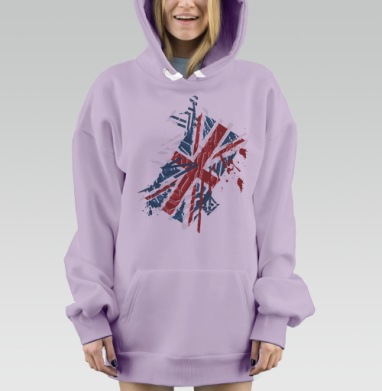 Разрушенный английский символ динамичный британский флаг гранж, Hoodie Mjhigh Dig Mel, Fiolet, утепленная