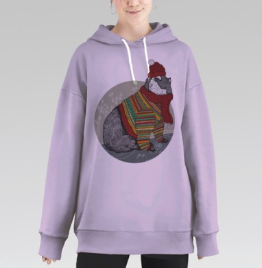 Рождественский Мишка, Hoodie Long Oversize Fiolet