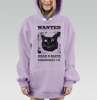 Футболка с принтом Кот Шрёдингера – Разыскивается, Hoodie Mjhigh Dig Mel, Fiolet, утепленная