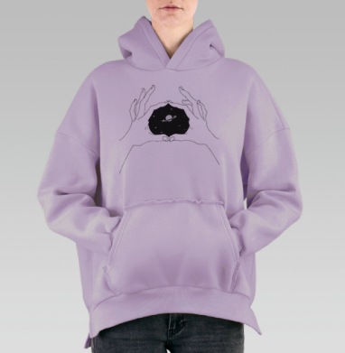 Вселенная в руках: символ мечтаний и созидания, Hoodie Oversize Fiolet, утепленная