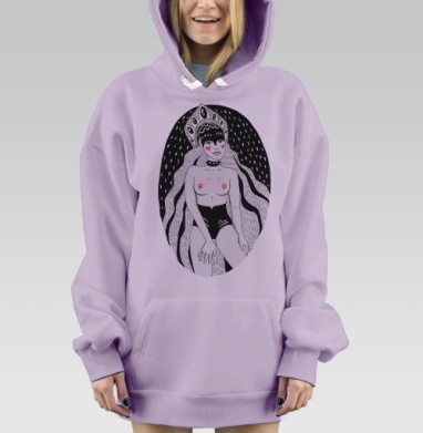 Авангардный арт-принт Женская свобода, Hoodie Mjhigh Dig Mel, Fiolet, утепленная