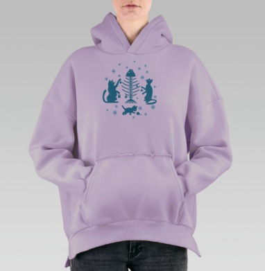 С НОВЫМ МЯУ, Hoodie Oversize Fiolet, утепленная