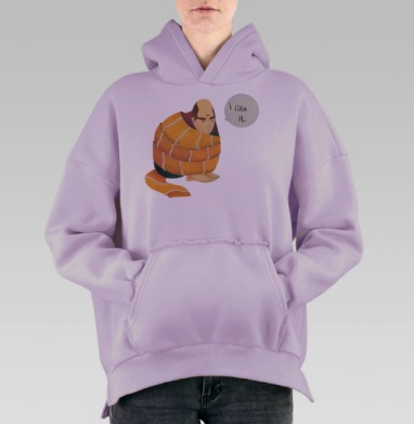 Суши-комфорт: сюрреалистичная поза эмбриона, Hoodie Oversize Fiolet, утепленная
