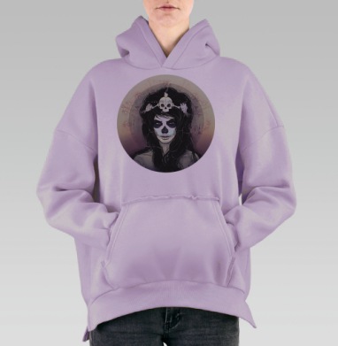 Santa Muerte, Hoodie Oversize Fiolet, утепленная