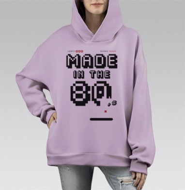 Сделан в 80-х, Hoodie Mono Fiolet, оверсайз, утепленная