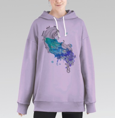 Sea, Hoodie Long Oversize Fiolet