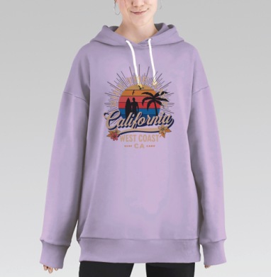 Серфинг на рассвете – Момент свободы и приключений, Hoodie Long Oversize Fiolet