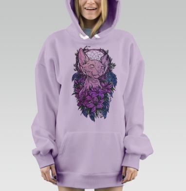 Мистический сфинкс с ловцом снов и перьями, Hoodie Mjhigh Dig Mel, Fiolet, утепленная