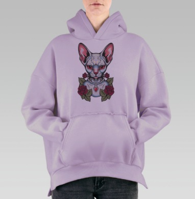 Сфинкс в розах, Hoodie Oversize Fiolet, утепленная
