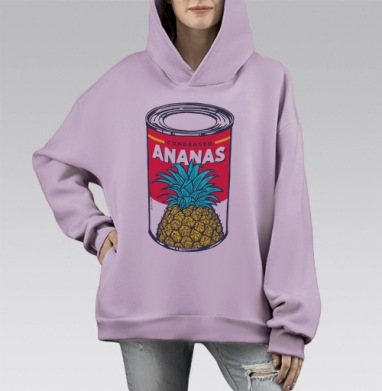 Сгущённый ананас, Hoodie Mono Fiolet, оверсайз, утепленная