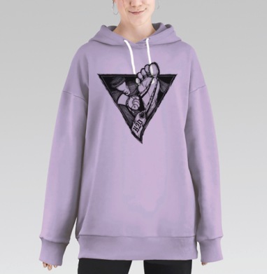 Символичная черно белая готическая татуировка стопа бирка морг, Hoodie Long Oversize Fiolet