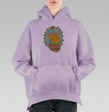 Сладкоежка мистер лис, Hoodie Oversize Fiolet, утепленная