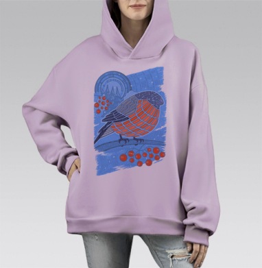 Снегирь, Hoodie Mono Fiolet, оверсайз, утепленная