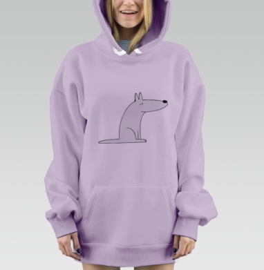 Стилизованная собака в минималистичном стиле, Hoodie Mjhigh Dig Mel, Fiolet, утепленная
