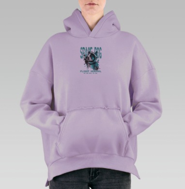 Стильный принт «Космический пес-астронавт», Hoodie Oversize Fiolet, утепленная