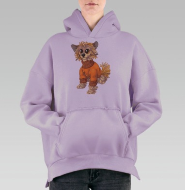 Яркий свитер для собак с высоким воротом, Hoodie Oversize Fiolet, утепленная