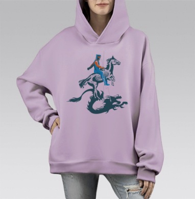 Современный всадник на скелете с тенью дракона на фоне, Hoodie Mono Fiolet, оверсайз, утепленная