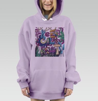 Яркая иллюстрация KEEP CALM and REST с природным мотивом, Hoodie Mjhigh Dig Mel, Fiolet, утепленная