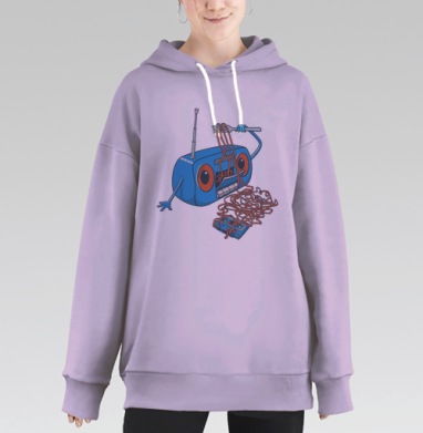 Весёлое радио-«вкусняшка» с кассетной лентой, Hoodie Long Oversize Fiolet