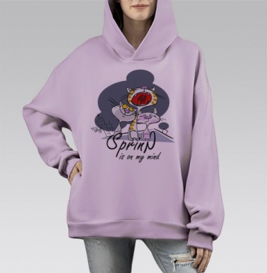 Spring, Hoodie Mono Fiolet, оверсайз, утепленная